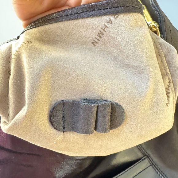 Brahmin Brown Suede Leather Hobo Shoulder Bag Gold Hardware - Picture 9 of 17